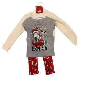 NWT 2T Christmas Unicorn 3 Piece Set